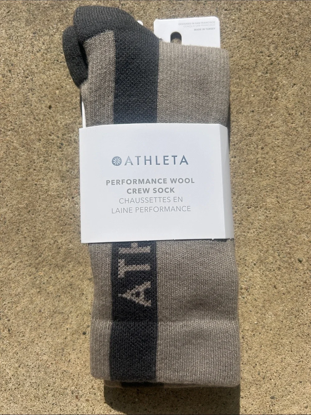 Athleta Performance Wool Crew Socks Women’s Size S/M Taupe and Brown New!